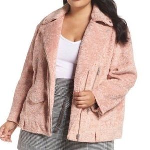 AVEC LES FILLES Faux Shearling Fur Biker Jacket